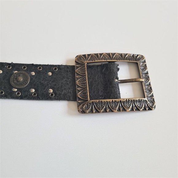 Berge dark green leather belt made in Italy. - Picture 6 of 9